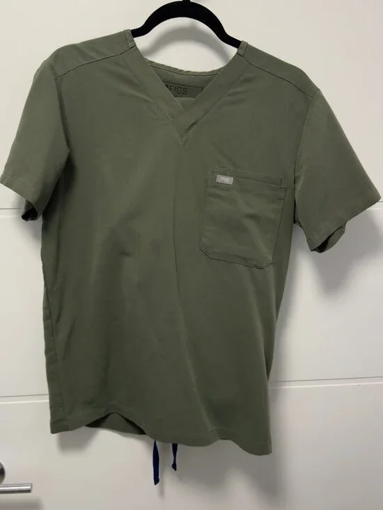 Olive Green Figs Scrub Set (Top + Pants)