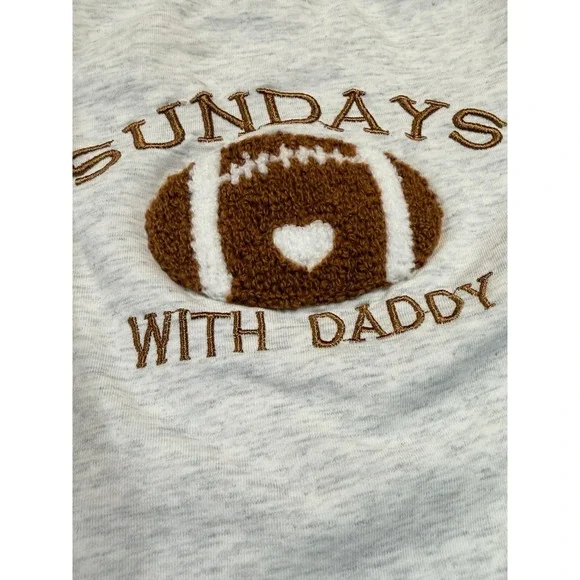 Sundays with Daddy long sleeve onsie.  Football buddy.  With football bib. 3/6M