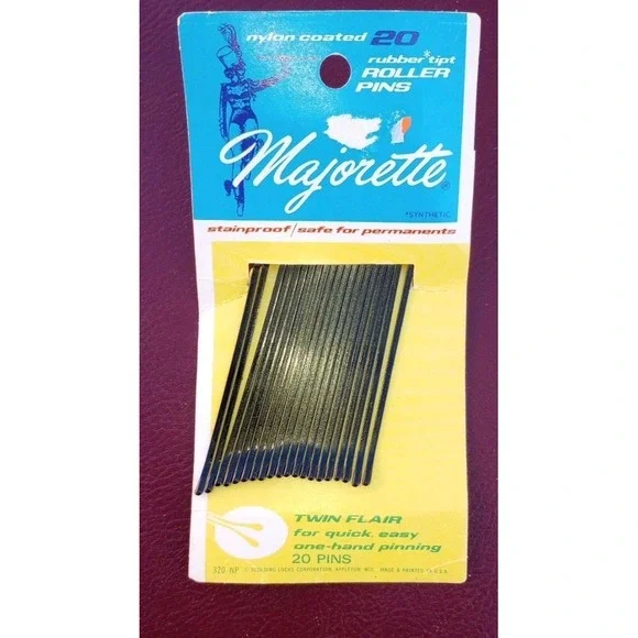 Vintage mid‎ century deadstock nylon coated rubber Majorette Bobby pins.