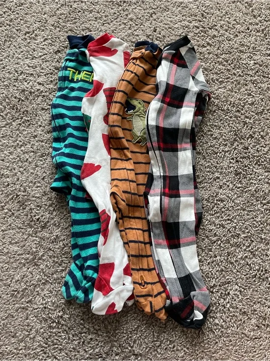 Kids One-Piece Pajama Set in Teal, White, Orange & Black Plaid