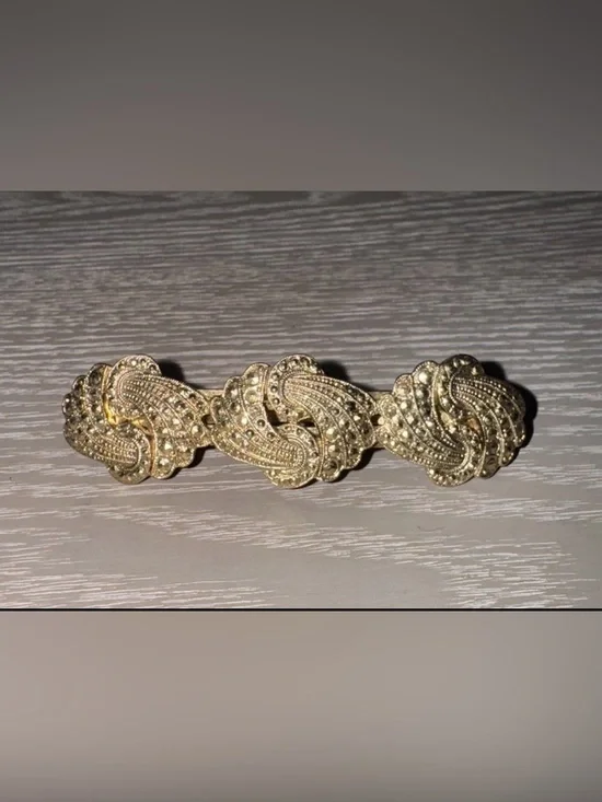 Vintage Gold-Tone Filigree Hair Barrette Clip -France