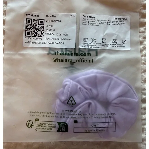 Halara Cloudful Fabric Scrunchie Lavender Purple Athletic Hair Tie  NEW
