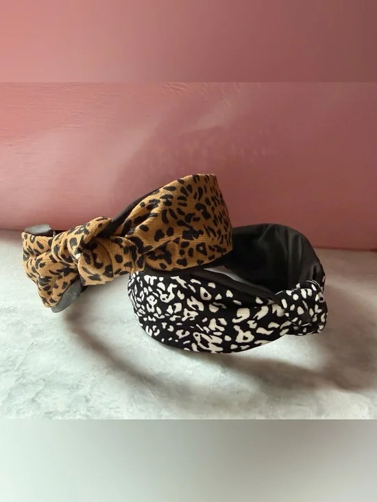 Leopard Print Knot Headbands - Black & Tan and black and white NEW