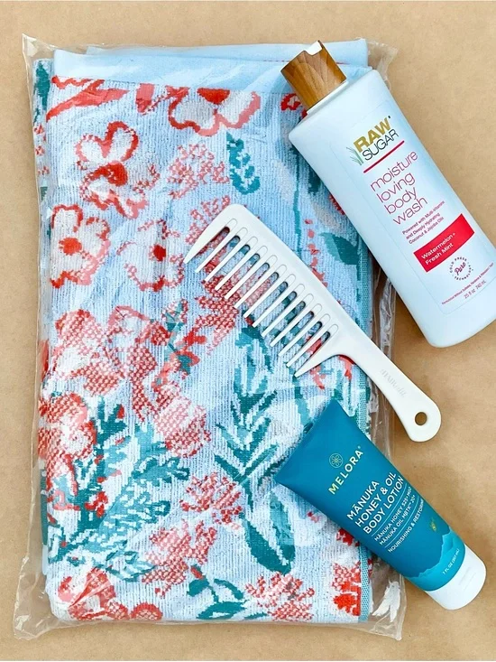 Anthro ❉ Lillian Cotton Floral Bath Towel in Blue