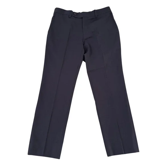 Mark Pomerantz 33x28.5 Navy Blue Wool‎ Flat Front Tailored Men's Dress Pants