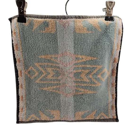 Cotton Aztec Print Wash Cloth‎ Pre Owned Vintage Turquoise Orange Pink No Tag