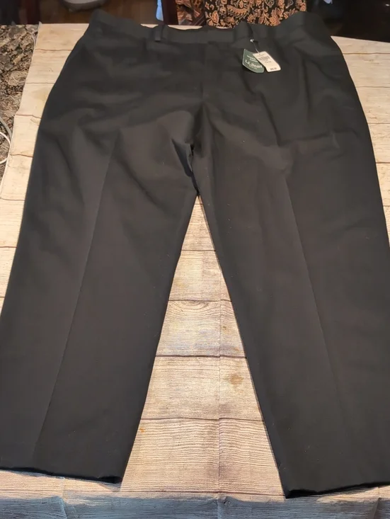 L. L. Bean Men's Black Wrinkle Free Plain Front Cotton Dress Chino Pants Size 44