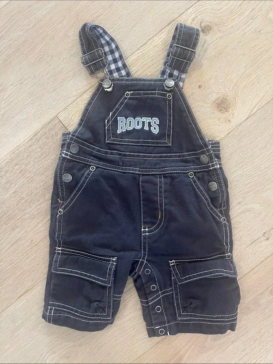 Roots Kids Overalls Shortalls with Contrast Stitching