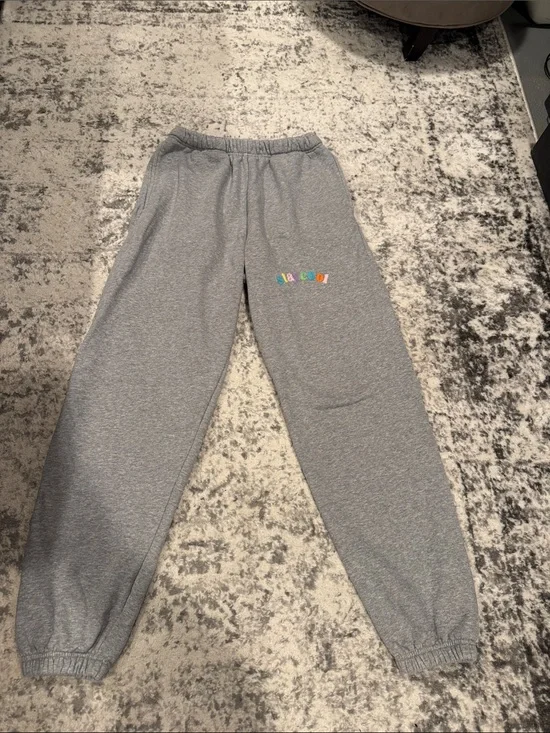 Gray Men's Cozy Sweatpants with Colorful Logo