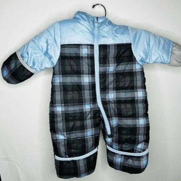 Infant‎ Plaid Hooded Puffer SNowsuit Bunting Pram Suit 3-6 Months Winter Unisex