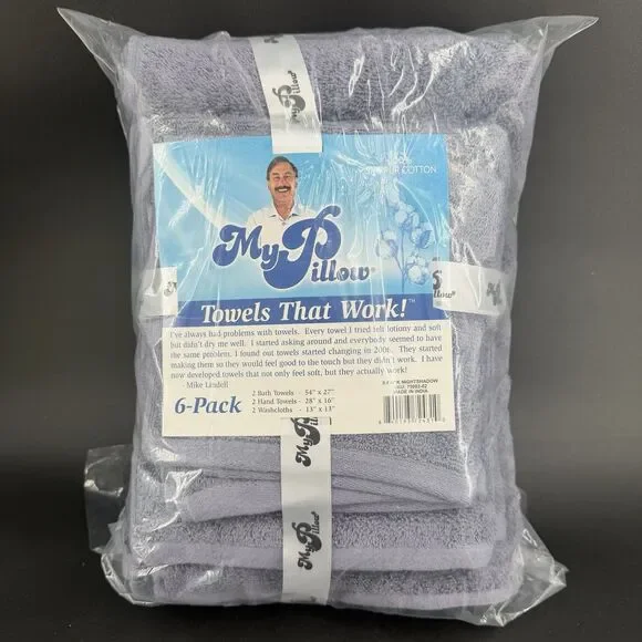 NEW Set of 6 Towels By My Pillow Night shadow Gray 2 Each Bath Hand Washcloth
