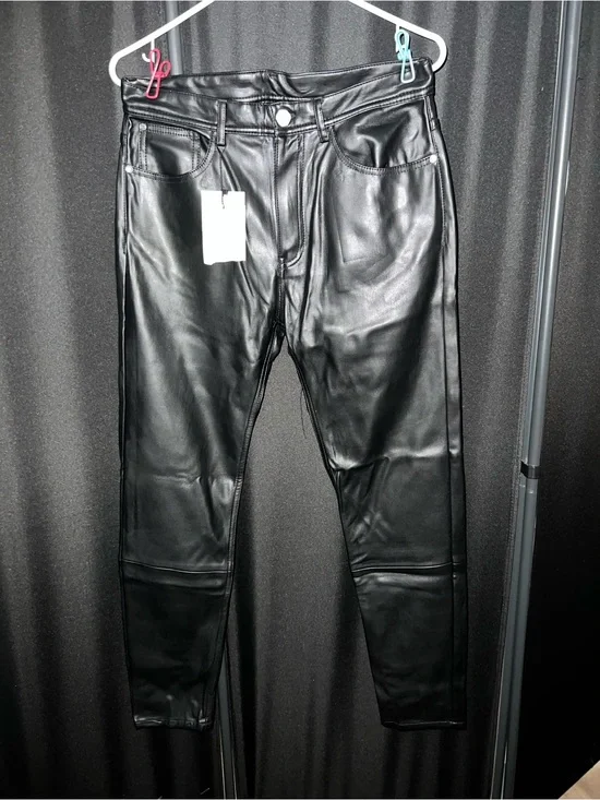 Black Faux Leather Men’s Pants