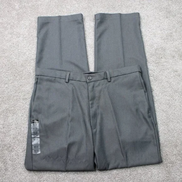 Haggar‎ Pants NWT Mens 36x34 Gray Cool 18 Classic Fit Flat Front Non-Iron Flex
