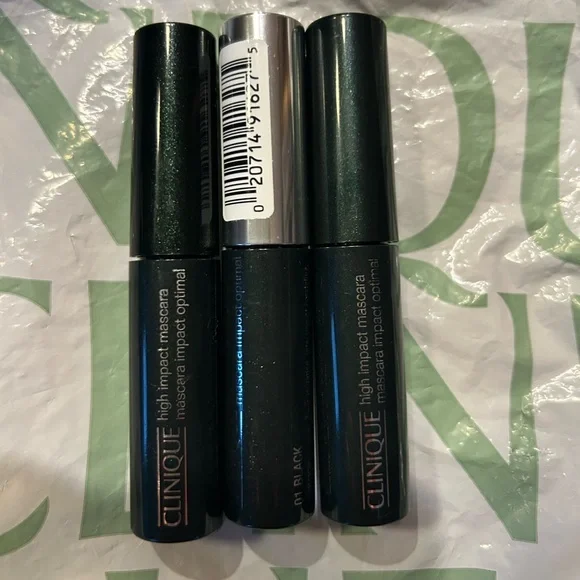 NEW CLINIQUE LOT OF 3 HIGH IMPACT MASCARAS DELUXE TRAVEL SZ 0.14 oz 01 BLACK