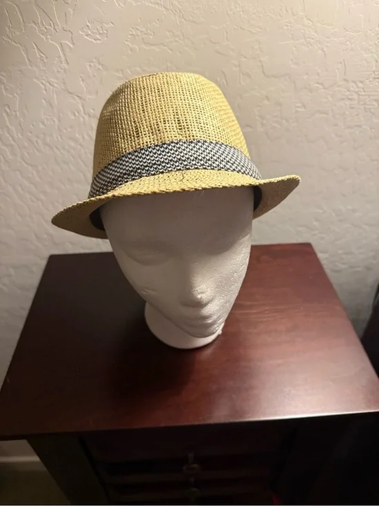 Yellow Straw Fedora with Black & White Band - Men Accessories