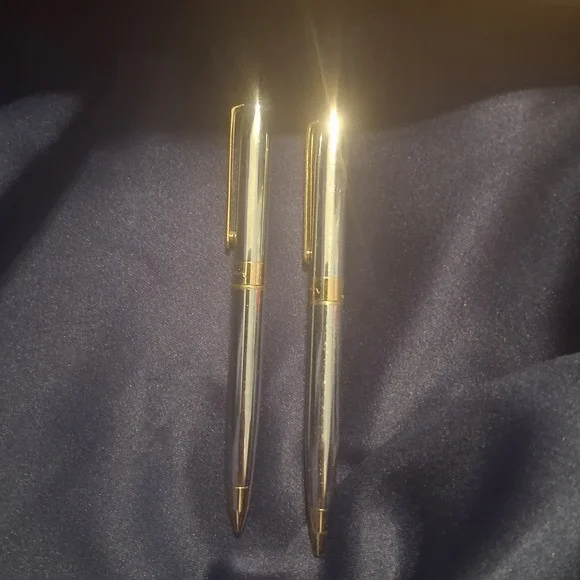 Vintage Pierre Cardin Silver & 18k Gold Plated Ballpoint Pen and Pencil Set