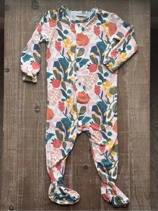 +Magnetic Me Beige Tropical Floral Footie Sleeper 9-12M Baby Girl Modal