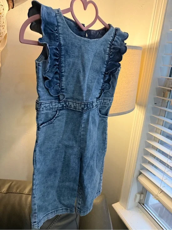 Janie and Jack Ruffle Denim Jumpsuit