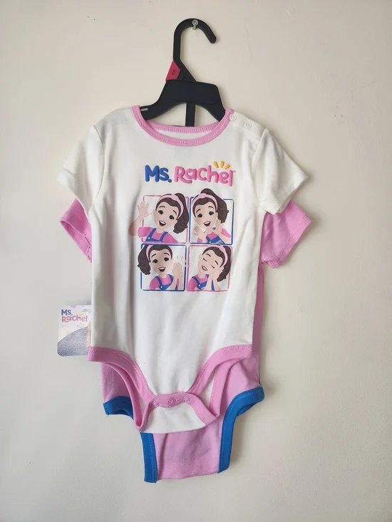 Ms. Rachel Pink Blue And White Onesie Set Of 2