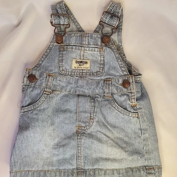 Osh Kosh B'Gosh VestBak Railroad Stripes Bib Overalls  Dress Baby Size‎ 6 Months