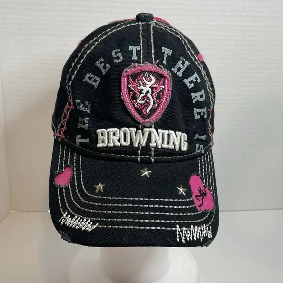 Browning Women's Buckmark Cap Black Pink Mesh Strap Back Hat Baseball Cap