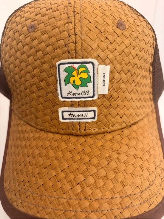 🌼Kona CC Hawaii Straw Trucker Hat - Mustard