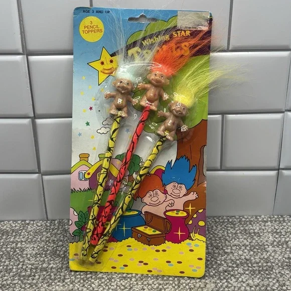 VTG Troll Pencils‎ New Wishing Star Trolls Novelty Collectible NOS