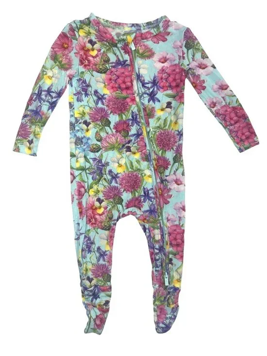 Posh Peanut Floral Footed Sleeper 6-9M Baby Zipper Pajamas Non Slip Infantwear