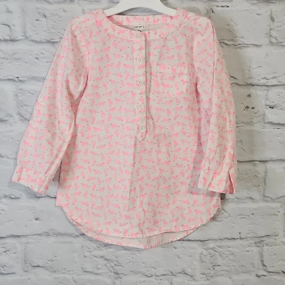 Carter's Pink Patterned Cat Long Sleeve Shirt
