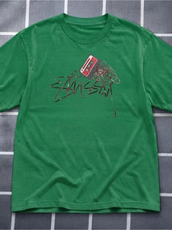 Gildan Green Cassette Graphic T-Shirt for Men