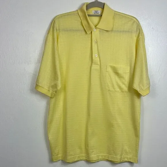 Maus & Hoffman Vintage Cotton Light Yellow Short Sleeve Polo Shirt Size M