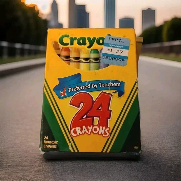 2006 Vtg Crayola Crayons Box of 24 (22 used 2 new) & discont'd‎ Dandelion color