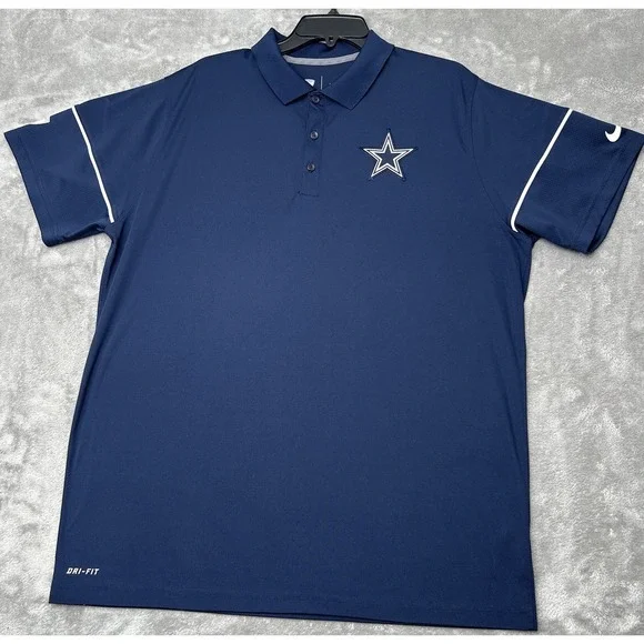 Dallas Cowboys Shirt Mens XL Nike Polo Dri-Fit Performance Golf NFL Training
