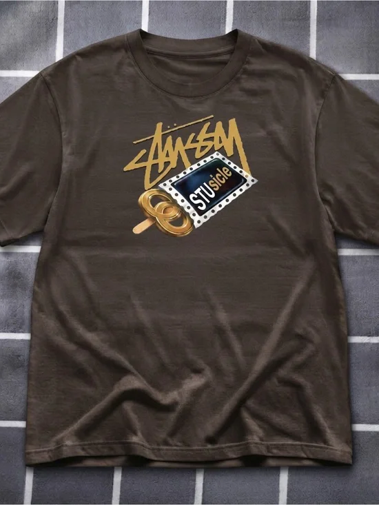 Gildan Men’s Brown Graphic Logo T-Shirt