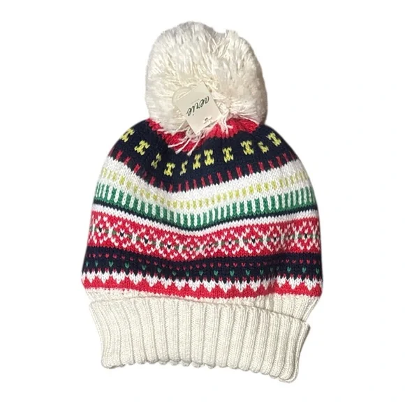 Aerie‎ Multicolor Knit Fair Isle Pom Beanie NWT