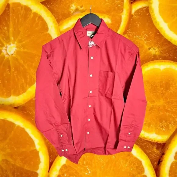 Wear Guard Men's Red Long‎ Sleeve Casual Button Down Shirt Size S
