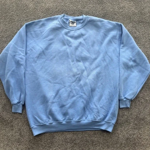 VTG Lee Heavyweight Sweatshirt Mens XL Light Blue Crew Neck Pullover Blank