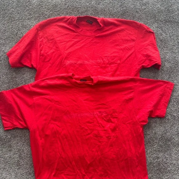 VTG lot Fruit of the Loom Best Pocket T-Shirt Red XL Made in USA Single Stitch