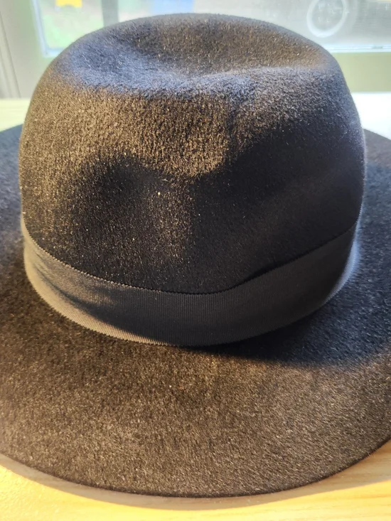 Yves Saint Laurent Black Satin-Lined Rabbit Felt Fedora