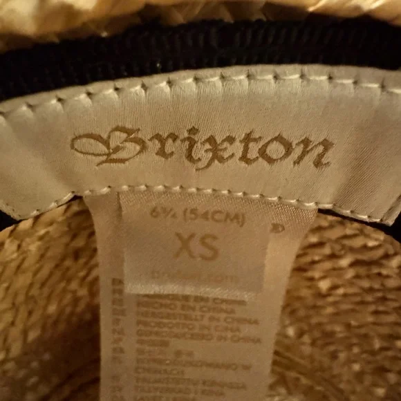 Brixton Joanna Straw Wide Brim Sun Hat Honey Black Band Size XS 54cm
