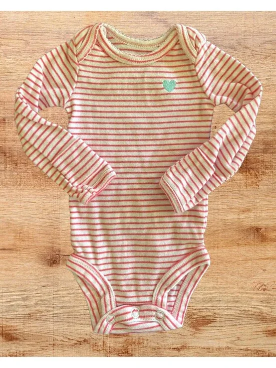 Carter's Pink Striped Newborn Long Sleeve Baby Girl Bodysuit