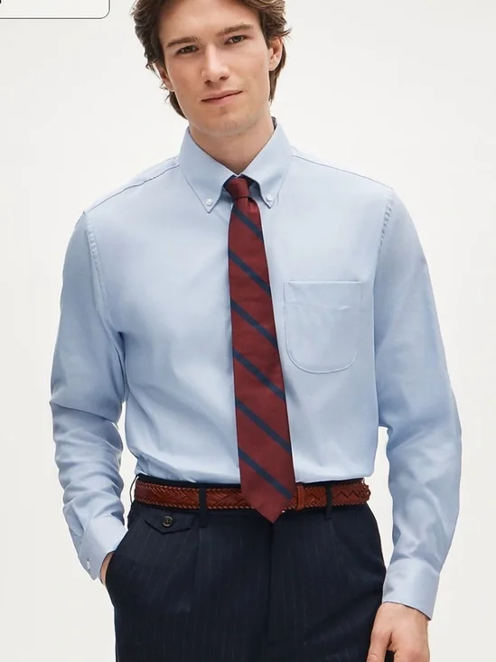 J crew soft blue Slim Bowery performance stretch oxford shirt button-down collar