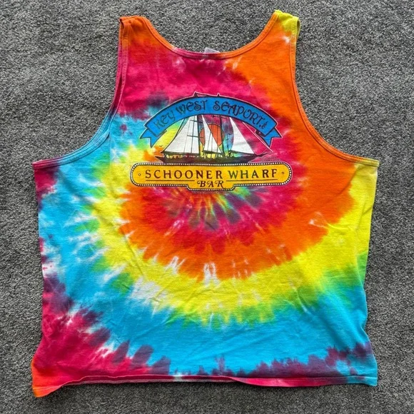 Delta Pro Weight Key West Schooner Wharf Bar Tie Dye Tank Top Mens 2XL Rainbow