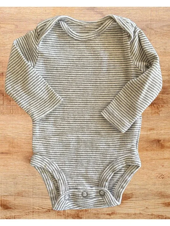 Carter's Gray Striped Newborn Long Sleeve Cotton Bodysuit