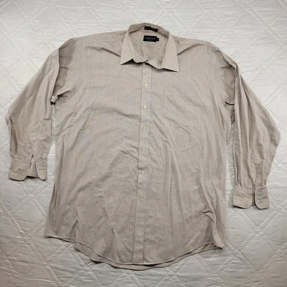 Botany 500 Tall Man gray striped long sleeve dress shirt size 18/37 3XL