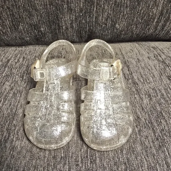 Simple Joys by Carters Nora Clear Glitter Jelly Sandals Kids Size 4M‎ WLEDEC22