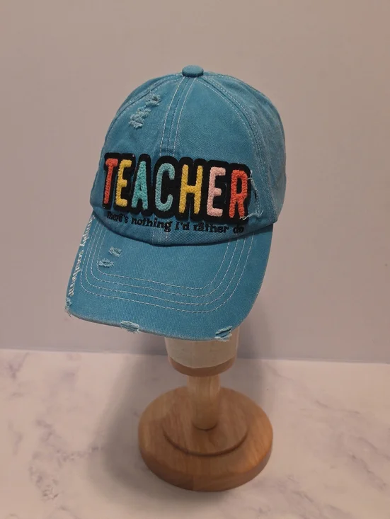 Simply Southern Teacher Embroidered Blue Cap