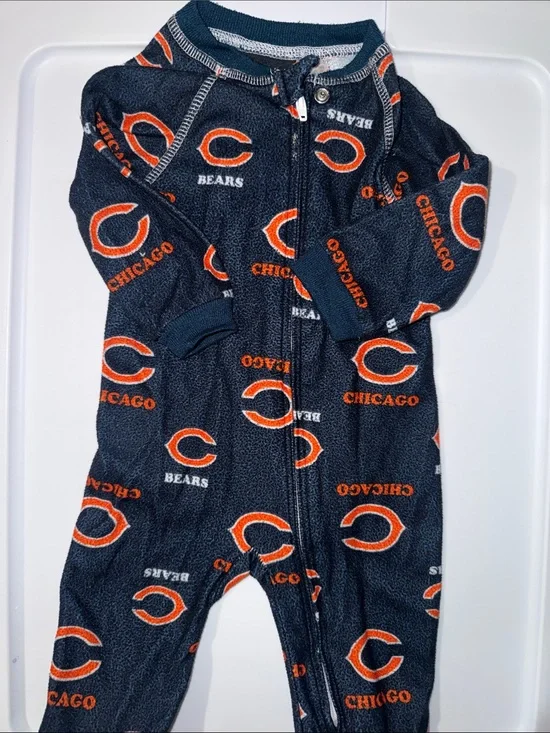 NFL Chicago Bears Navy & Orange Kids Footed One-Piece Pajamas