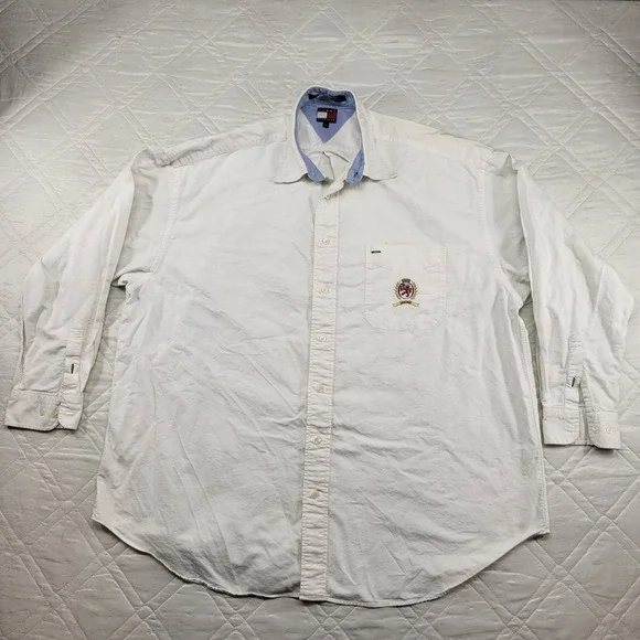 Tommy Hilfiger white long sleeve 100% cotton dress shirt size 0/0 4XL
