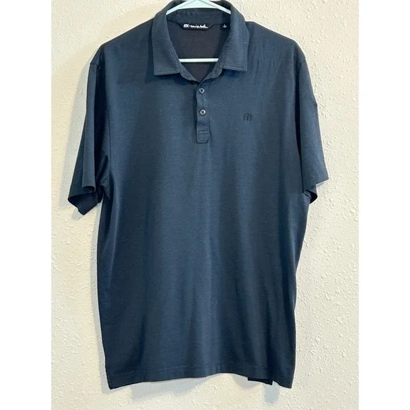 TravisMathew‎ Mens Large Navy Blue Micro Stripe Pima Cotton Blend Polo Shirt L